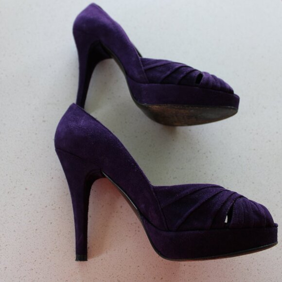 Stuart Weitzman Purple Open Toe Shoe Pump - Picture 2 of 4